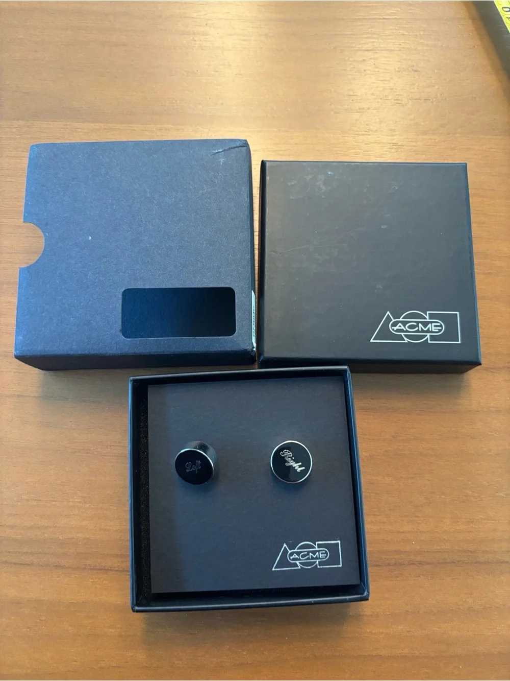 ACME NIB Left Right Black Enamel Cufflinks